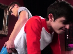 Brunette twink spanking and cumshot